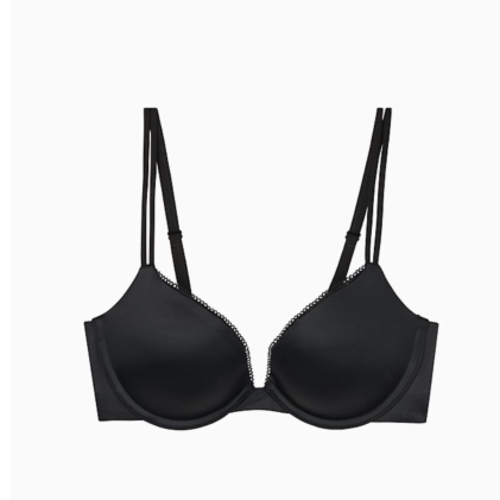 Calvin Klein Liquid Touch Push Up Plunge Underwire Bra 34 B